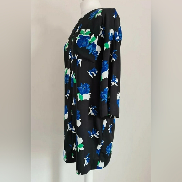 Warehouse black floral tunic dress size 10 3/4 sleeves patterned - Picture 3 of 7